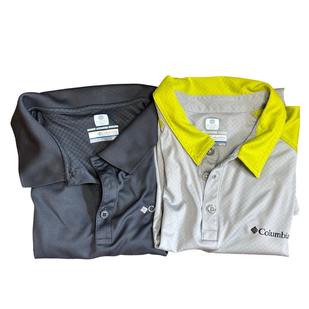 Columbia Omni Freeze ZERO XL mens short sleeve golf polo shirts SET gray yellow